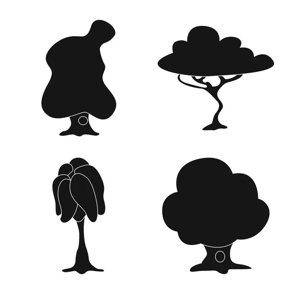 Isolerade objekt av träd och naturen logotyp. Samling av träd och krona aktiesymbol för webben. — Stock vektor