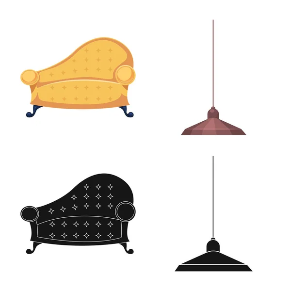 Objeto isolado de mobiliário e logotipo do apartamento. Coleção de móveis e ilustração do vetor de estoque em casa . —  Vetores de Stock