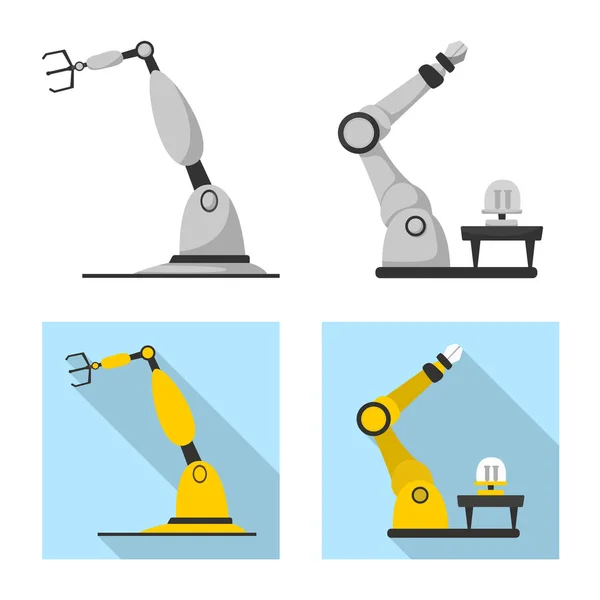 Απομονωμένο αντικείμενο του ρομπότ και εργοστάσιο σημάδι. Σύνολο των ρομπότ και χώρο σύμβολο μετοχής για το web. — Διανυσματικό Αρχείο