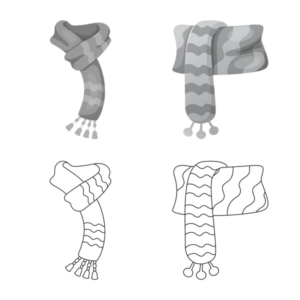 Oggetto isolato di sciarpa e scialle simbolo. Set di sciarpa e icona vettoriale accessoria per magazzino . — Vettoriale Stock
