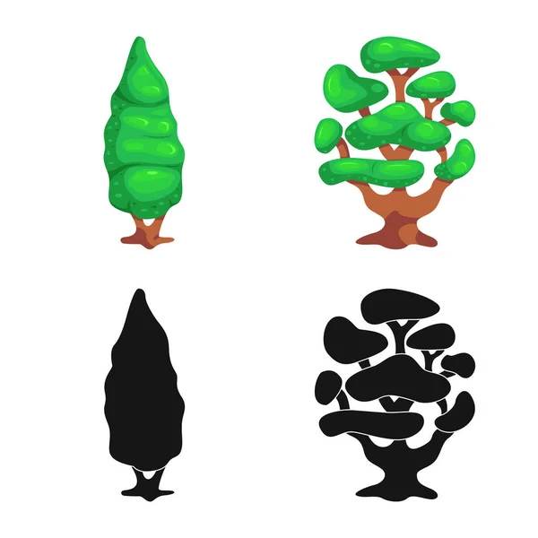 Diseño vectorial del icono del árbol y la naturaleza. Colección de árbol y corona icono vectorial para stock . — Vector de stock