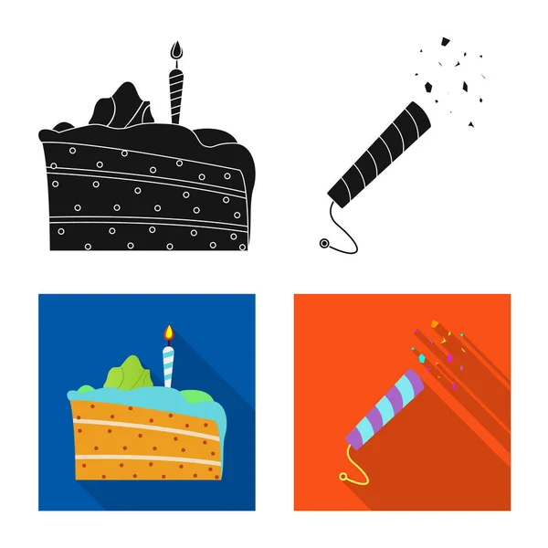 Ilustração vetorial de festa e ícone de aniversário. Conjunto de festa e celebração símbolo de estoque para web . — Vetor de Stock