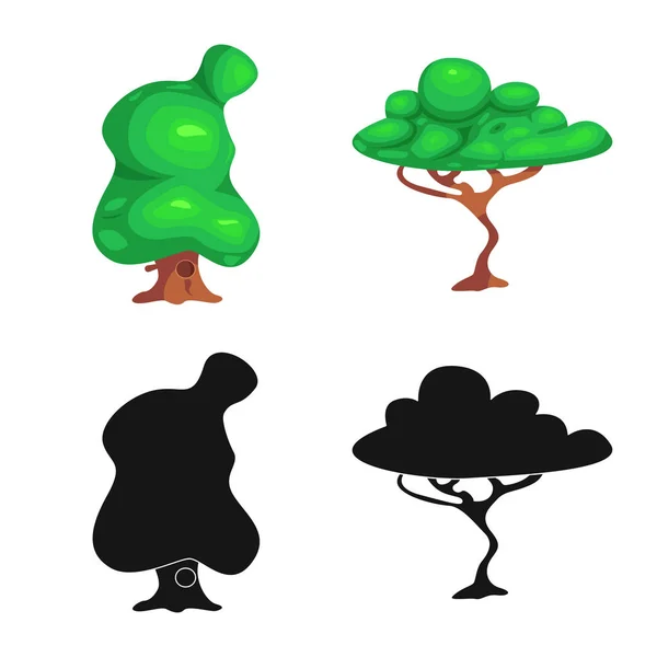 Isolerade objekt av träd och naturen tecken. Uppsättning av träd och krona vektor ikonen för lager. — Stock vektor