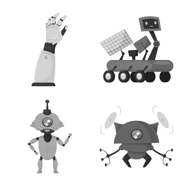 Vektorillustration von Roboter und Fabrikschild. Sammlung von Roboter- und Space-Stock-Symbol für das Web. — Stockvektor