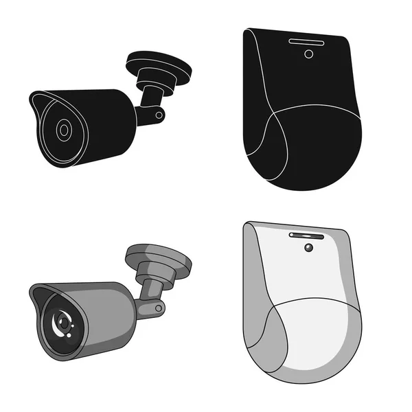 Diseño vectorial de cctv e icono de la cámara. Conjunto de cctv y sistema de stock símbolo para web . — Archivo Imágenes Vectoriales