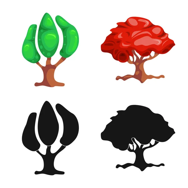 Ilustração vetorial de árvore e sinal de natureza. Conjunto de árvore e coroa vetor ícone para estoque . — Vetor de Stock