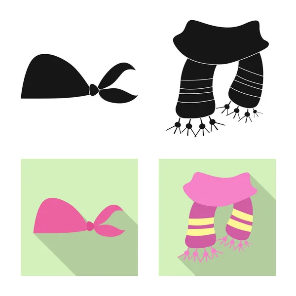 Illustration vectorielle de foulard et châle signe. Ensemble d'écharpe et accessoire stock symbole pour la toile . — Image vectorielle