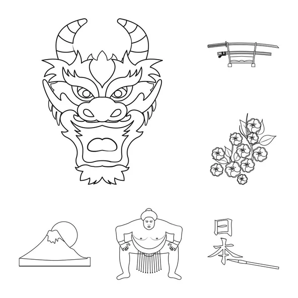 País Japón esbozar iconos en la colección de conjuntos para design.Japan y símbolo de vector hito stock ilustración web . — Vector de stock
