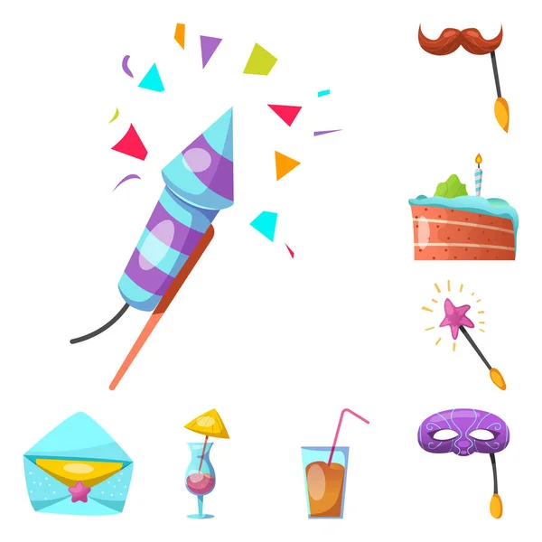 Ilustração vetorial de festa e ícone de aniversário. Coleção de festa e símbolo de estoque de celebração de web . — Vetor de Stock