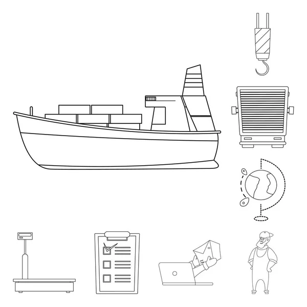 Ilustración vectorial de bienes e ícono de carga. Recogida de mercancías y depósito símbolo de stock para la web . — Vector de stock