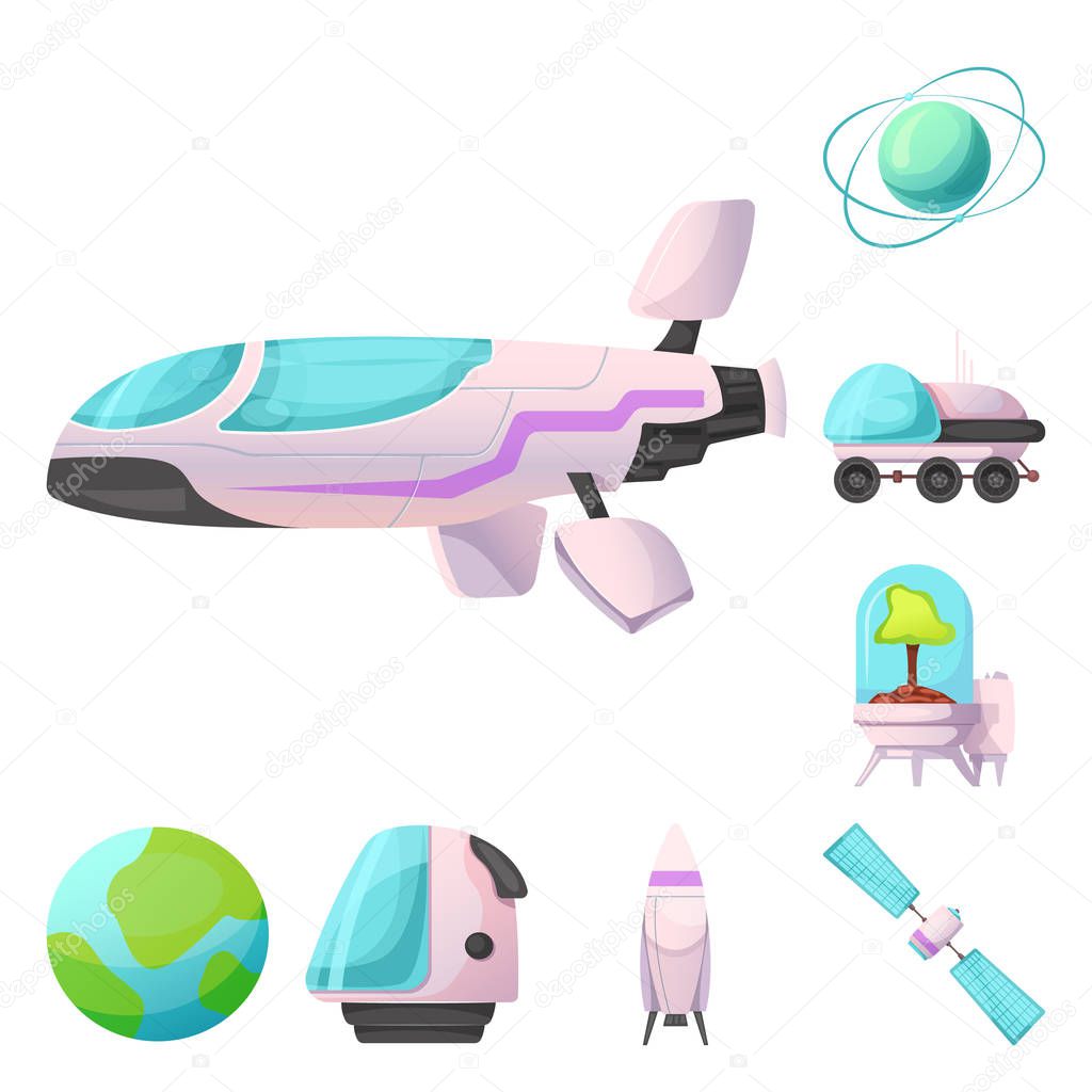 Vector illustration of mars and space icon. Set of mars and planet stock vector illustration.