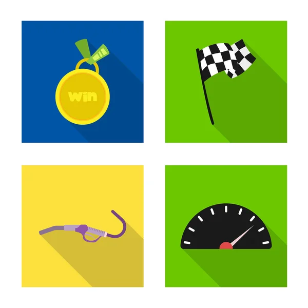 Illustrazione vettoriale del logo dell'auto e del rally. Set di auto e icona vettoriale gara per magazzino . — Vettoriale Stock