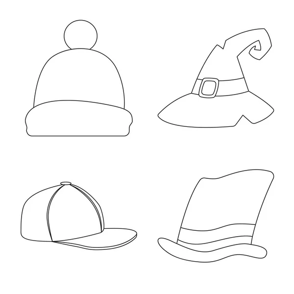 Isolierte Objekt der Kopfbedeckung und Mütze Symbol. Set von Kopfbedeckungen und Zubehör Stock Vector Illustration. — Stockvektor