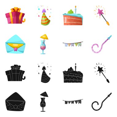 Parti ve Doğum günü logosu yalıtılmış nesne. Parti ve kutlama hisse senedi simgesi için web topluluğu.
