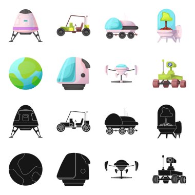 Mars ve uzay simge vektör Illustration. Mars ve gezegen vektör simgesini hissenin koleksiyonu.