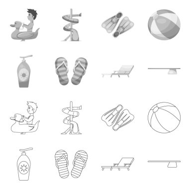 Havuzu ve yüzme simge vektör Illustration. Havuzu ve etkinlik hisse senedi vektör çizim topluluğu.