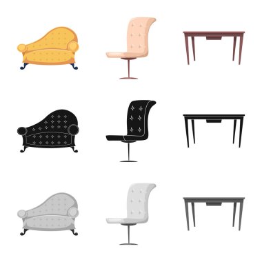 Mobilya ve daire işareti vektör Illustration. Mobilya ve ev hisse senedi simgesi için web topluluğu.