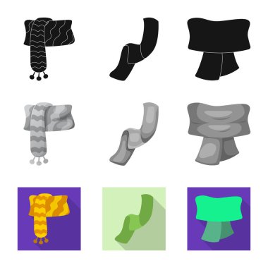 Eşarp ve şal işareti yalıtılmış nesne. Eşarp ve aksesuar hisse senedi vektör çizim.