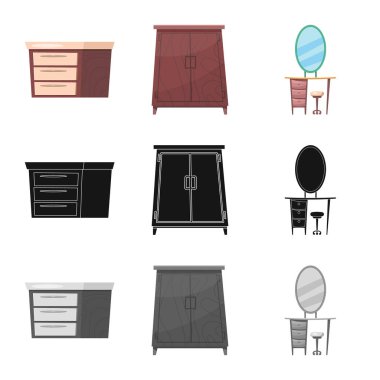 Mobilya ve daire logo vektör tasarımı. Mobilya ve hisse senedi için ev vektör simge kümesi.