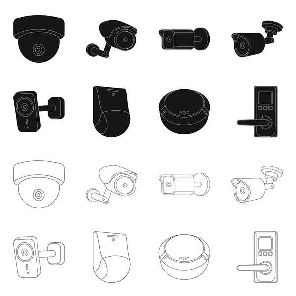 Vektor ilustrasi cctv dan logo kamera. Set dari cctv dan system stock simbol untuk web . - Stok Vektor