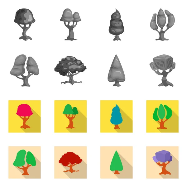 나무와 자연 상징의 벡터 그림입니다. 나무와 크라운 주식 벡터 일러스트 레이 션의 컬렉션. — 스톡 벡터