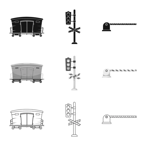 Ilustracja wektorowa, dworca kolejowego i ikony. Kolekcja ikony wektor pociąg i bilet na magazynie. — Wektor stockowy