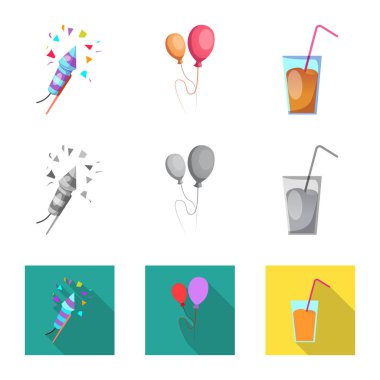 Parti ve Doğum günü simge vektör Illustration. Parti ve kutlama hisse senedi vektör çizim seti.