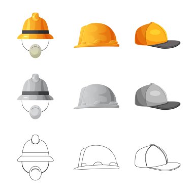 Şapkalar ve kap logo vektör Illustration. Web için hisse senedi sembolü şapkalar ve aksesuar koleksiyonu.