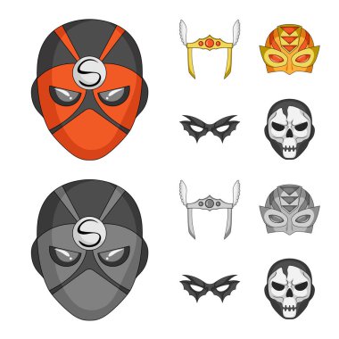 Kahraman ve maske simgesinin yalıtılmış nesne. Web için kahraman ve süper kahraman hisse senedi simgesi kümesi.