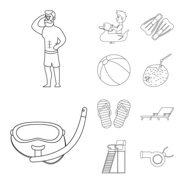 Yalıtılmış nesne havuzu ve yüzme sembolü. Hisse senedi için havuz ve etkinlik vektör simge kümesi.