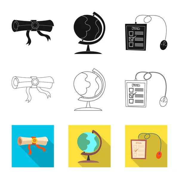 Logo isolé objet d'éducation et d'apprentissage. Collection d'icône vectorielle de l'éducation et de l'école pour le stock . — Image vectorielle