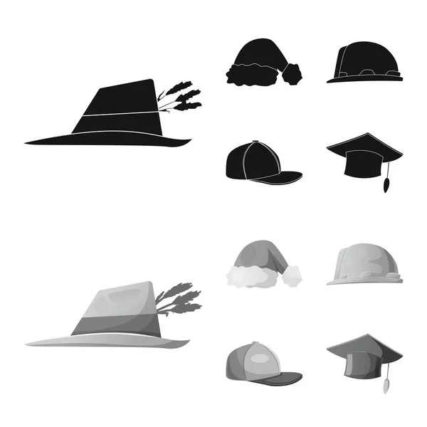 帽子とキャップ サインのデザインをベクトルします。ヘッドギアやストックのアクセサリー ベクトル アイコン集. — ストックベクタ