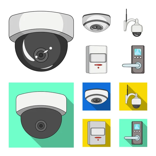 Diseño vectorial de cctv y símbolo de la cámara. Conjunto de cctv y sistema de ilustración de vector de stock . — Archivo Imágenes Vectoriales