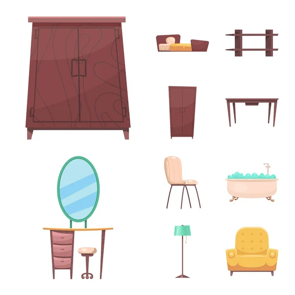 Ilustración vectorial de muebles y logotipo del apartamento. Colección de muebles y el icono del vector del hogar para la acción . — Vector de stock