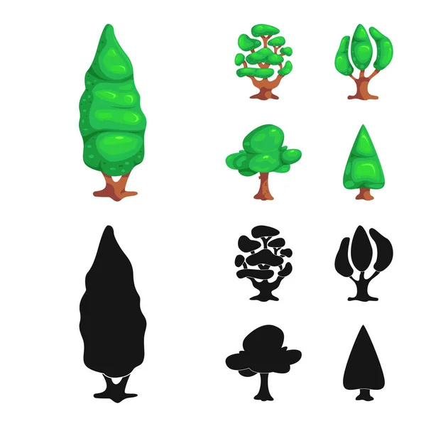 Białym Tle Obiekt Znak Drzewa Charakter Zbiór Drzew Korona Symbol — Wektor stockowy