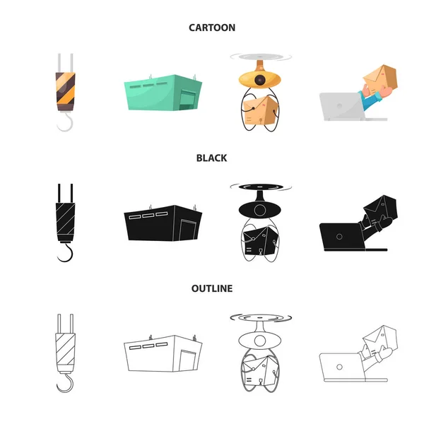 Geïsoleerde object van goederen en lading-logo. Aantal goederen en magazijn vector pictogram voor voorraad. — Stockvector