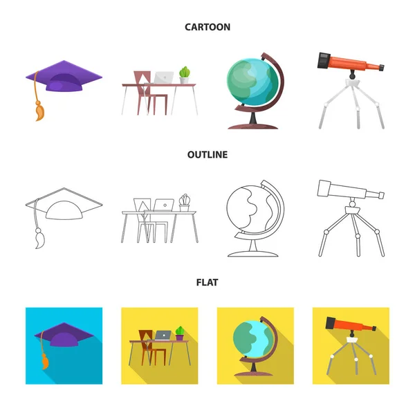 Векторна ілюстрація символу освіти та навчання. Набір освітніх та шкільних векторних значків для запасів . — стоковий вектор