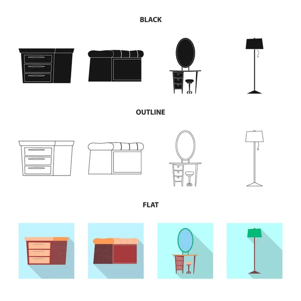 Vektorillustration von Möbeln und Wohnungslogo. Sammlung von Möbeln und Home Stock Symbol für das Web. — Stockvektor