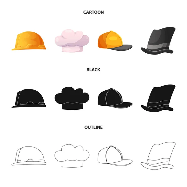 Ilustração vetorial de chapéus e ícones de boné. Coleção de chapéus e acessórios ilustração vetorial . — Vetor de Stock