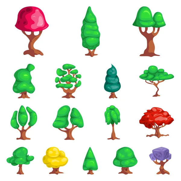 Illustration vectorielle du logo arbre et nature. Ensemble d'arbre et couronne symbole de stock pour la toile . — Image vectorielle