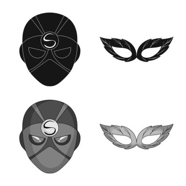 Kahraman ve maske işaret yalıtılmış nesne. Web için kahraman ve süper kahraman hisse senedi simgesi kümesi.