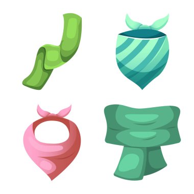 Eşarp ve şal logosu yalıtılmış nesne. Web için hisse senedi sembolü eşarp ve aksesuar koleksiyonu.