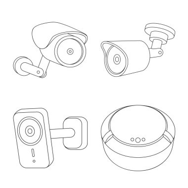 Cctv ve kamera logosu yalıtılmış nesne. Cctv ve sistem hisse senedi simgesi için web topluluğu.