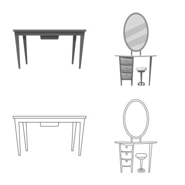 Mobilya ve daire logo yalıtılmış nesne. Mobilya ve hisse senedi için ev vektör simge kümesi.