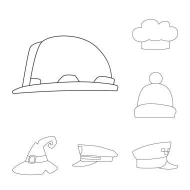 Şapkalar ve kap işareti tasarımını vektör. Şapkalar ve aksesuar hisse senedi vektör çizim.