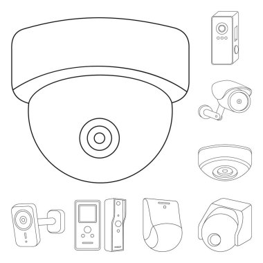 Cctv kamera simgesi vektör tasarımı. Hisse senedi için cctv ve sistem vektör simge topluluğu.