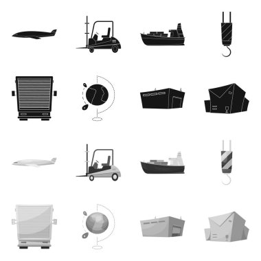 Yalıtılmış nesne mal ve kargo logo. Ürünler ve ambar stok vektör çizim.