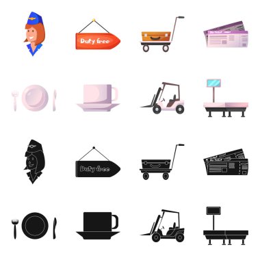 Havaalanı ve uçak logo vektör Illustration. Havaalanı ve uçak hisse senedi vektör çizim seti.