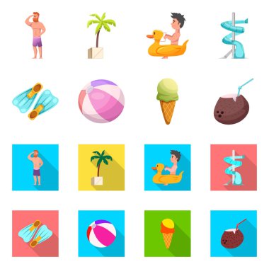 Yalıtılmış nesne havuzu ve yüzme simgesi. Havuzu ve etkinlik hisse senedi vektör çizim topluluğu.