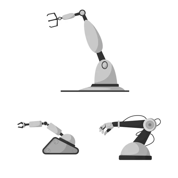 Ilustración vectorial de robot e icono de fábrica. Colección de robot y símbolo de stock espacial para web . — Vector de stock